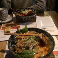 Vegan Ramen with lots of veggies and fried tofu at Umaii Ramenbar in Leipzig