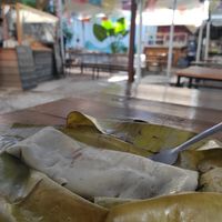 Mushroom tamale at Mercado Organico La Cosecha in Oaxaca