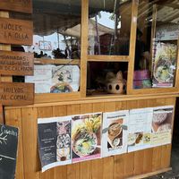 Labeled vegan soup  at Mercado Organico La Cosecha in Oaxaca