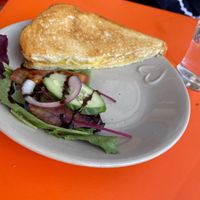 Vegan cheese toast and salad  at Coffee & Carrot in Eastbourne