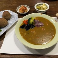 Eco curry with bread instead of rice    at Ecotopia in Busan