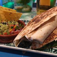 Burrito with salsa & nachos  at Floripa in Barcelona