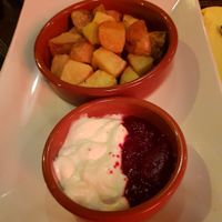Potatoes with mayo & I think a beetroot ketchup at Floripa in Barcelona