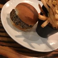 Black bean burger with fries at 8th and Union Kitchen in Wilmington