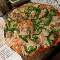 veggie pizza. yum. you can order without cheese and other veggies at Bar Cafe Restaurante Giroud J&J in Trinidad