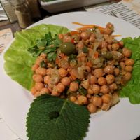garbanzo beans tapas. vegan. very tasty. recommended. order with extra veggies. at Bar Cafe Restaurante Giroud J&J in Trinidad