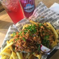 Katsu fries and oriGINal long drink  at The Bok Shop in Brighton
