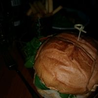 vegan lentil burger at Akva in Edinburgh