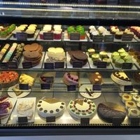 Cake counter including vegan options  at Celicioso Barquillo in Madrid