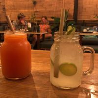 Papaya and lime smoothies. Fresh. Served with bamboo straws. Reduce plastic! at Green-Go Garden in Siem Reap