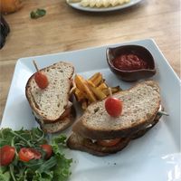 Bbq jackfruit and vegan mozzarella sandwich  at Green-Go Garden in Siem Reap