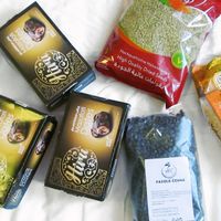 Dates, green freekeh, brown basmati and black beans at Chez Amis in Prague