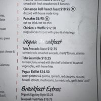 3 vegan options. the v in the circle is vegetarian not vegan    at The Flying Egg in Bethlehem