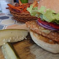 Burger Tempeh without cheese and aioli at Small Time Cooks in Abang