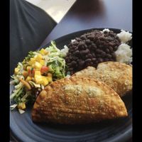 Vegan empanada plate at Mamas and the Tapas Cafe in Manteca