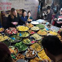 Night market time at Buffet at Luang Prabang Night Market in Luang Prabang