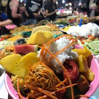Bowl of food  at Buffet at Luang Prabang Night Market in Luang Prabang