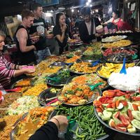So crowded, lots of options, bland at Buffet at Luang Prabang Night Market in Luang Prabang