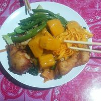 Different choices at Buffet at Luang Prabang Night Market in Luang Prabang