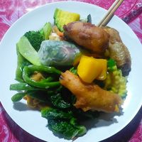 Selection from buffet at Buffet at Luang Prabang Night Market in Luang Prabang