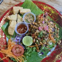 Fried tofu & tealeaf salad from the veggie&vegan stall at Kalare Night Bazaar Food Stalls in Chiang Mai