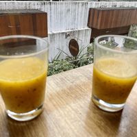 Mango, passion fruit and coconut water juice. at Prana Vegetariano - JB in Rio De Janeiro