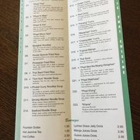 Thai menu at Japan One in Dubois
