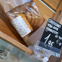 vegan sausage stuffed croissant 1,95€ at Veritas - Carrer del Torrent de l'Olla in Barcelona