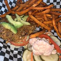 Sweet potato burger  at Sea Dog Brewing Co in Bangor