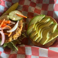 How the sweet potato burger comes at Sea Dog Brewing Co in Bangor