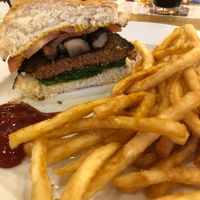 Forest Floor burger with the Beyond patty (just ask for it to be made vegan). at Stateline Brewery & Restaurant in South Lake Tahoe