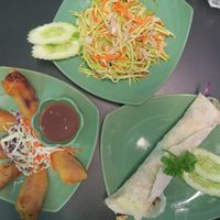 Spring Rolls, Papaya Salad & Falafel Wrap at Green Shelter in Koh Tao