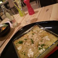 Lasagne au poireaux, chou et soja at Vegetalicia in Namur