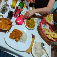 Shahi paneer and vegetable briyani with naan at Namaste in Crete
