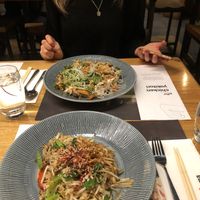 the yasai yakai soba with rice noodles, also had the aubergine buns which were amazing  at Wagamama in Nottingham