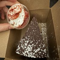 Chocolate bourbon torte   at Plum Pt. Bistro in Saunderstown