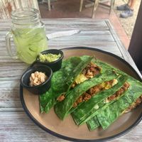 Vegan Al pastor and a “fresco” drink   at Bio & Natural - Quinta Avenida in Playa Del Carmen