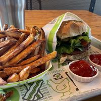 Vegan burger and fries. $17 in total! Not worth it for what tastes just like Burger King.   at BurgerFi in Jacksonville
