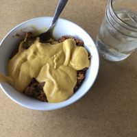 Red lentil chili with cheeze  at Real Roots Cafe in Fort Oglethorpe