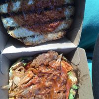 Not much filling for $16.50  at The Box Factory Burgers in Woolgoolga