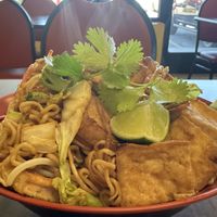 Ramen stir fry noodle with fried tofu - extra protein, noodles, and vegetables (it would have been plenty of food without all the extras)  at Vegan Bowl in West Jordan