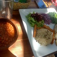 Rice, beans, salad and kibe. at Do Bem in Jericoacoara