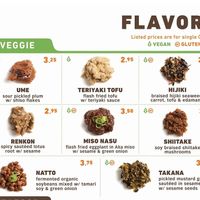 Vegan menu at Onigilly - Kearny St in San Francisco