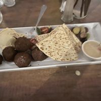 Mezze platter with falafel (without goat cheese)  at Brine in Eastham
