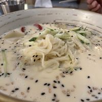 Summer cold bean soup noodle. Kong-guk-soo 콩국수  at Oh Se Gae Hyang - 오세계향 in Seoul