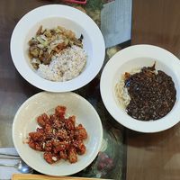 Bulgogi with rice, jajangmyeon and fried chicken (not spicy)  at Oh Se Gae Hyang - 오세계향 in Seoul