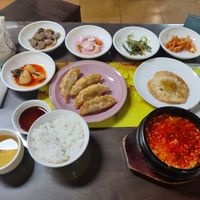 Order tofu spicy stew+dumplings+vegan egg (had to try) at Oh Se Gae Hyang - 오세계향 in Seoul