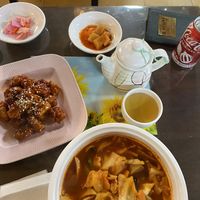 Kimchi soup ( spicy) and side dishes  at Oh Se Gae Hyang - 오세계향 in Seoul