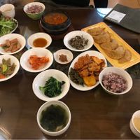 Three dishes, the soup came with 5 aides, also bbq faux meats and dumplings. Total price was 25,000 Korean.  at Oh Se Gae Hyang - 오세계향 in Seoul