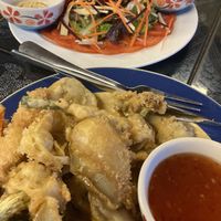 Salad and tempura   at JiJi Restaurant in Mae Hong Son